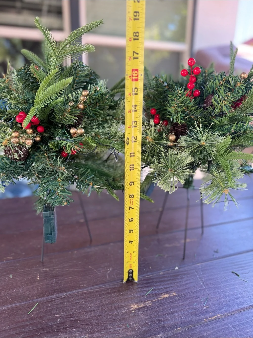 Set of 2 Pre-Lit Artificial Christmas Greenery Stakes with Timer